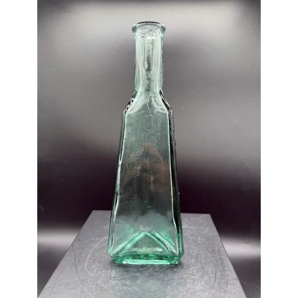 Vintage MCM Green Triangular Vase/Decanter 9.25